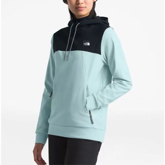 The North Face Womens Tekno Two-Tone Hoodie Pullover Blue‎ Black Size Small - Picture 1 of 12